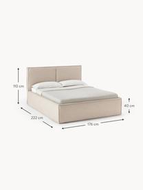 Gestoffeerd bed Dream met opbergruimte, Bekleding: polyester (gestructureerd, Frame: massief grenenhout en pla, Geweven stof beige, B 200 x L 200 cm