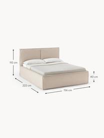 Cama tapizada con espacio de almacenamiento Dream, Tapizado: poliéster (texturizado) A, Estructura: madera de pino maciza con, Tejido beige, An 200 x L 200 cm