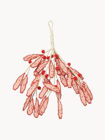 Addobbo albero di Natale fatto a mano Mistletoe, Perle di vetro, Rosso, bianco latte, Larg. 17 x Alt. 18 cm