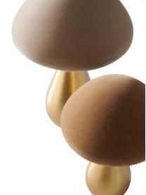 Decoratieve paddestoelenset Kalle, 2-delig, Polyresin met fluwelen gevoel, Lichtbruin, goud, beige, Set met verschillende formaten