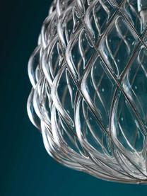 Handgefertigte Pendelleuchte Pinecone, Lampenschirm: Glas, Metall, galvanisier, Transparent, Silberfarben, Ø 50 x H 52 cm