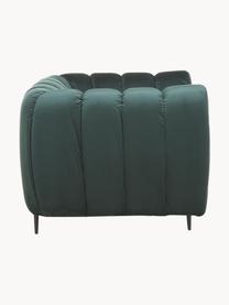 Poltrona in velluto verde scuro Shel, Rivestimento: 100% velluto di poliester, Struttura: legno duro, legno morbido, Piedini: metallo rivestito, Velluto verde scuro, nero, Larg. 110 x Prof. 95 cm