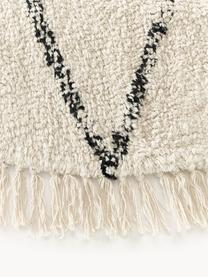 Tappeto rotondo in cotone fatto a mano con motivo rombi Bina, 100% cotone, Beige, nero, Ø 110 cm (taglia S)