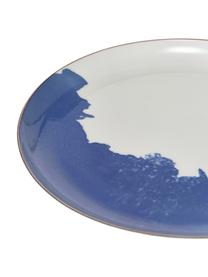 Platos postre de porcelana Rosie, 2 uds., Porcelana, Blanco crema, azul con borde dorado, Ø 21 x Al 2 cm