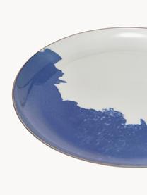 Porcelánové dezertní talíře s abstraktním vzorem a se zlatým okrajem Rosie, 2 ks, Porcelán, Bílá, modrá, Ø 21 cm, V 2 cm