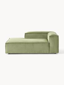 Chaise longue hoekmodule Lennon van corduroy, Bekleding: corduroy (92% polyester, , Frame: massief grenenhout, multi, Poten: kunststof Dit product is , Corduroy olijfgroen, B 119 x D 180 cm, hoekdeel links