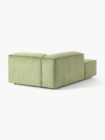 Chaise longue hoekmodule Lennon van corduroy, Bekleding: corduroy (92% polyester, , Frame: massief grenenhout, multi, Poten: kunststof Dit product is , Corduroy olijfgroen, B 119 x D 180 cm, hoekdeel links