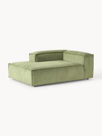 Diván modular de pana Lennon, Tapizado: pana (92% poliéster, 8% p, Estructura: madera de pino y abeto ma, Patas: plástico. Este producto e, Pana verde oliva, An 119 x F 180 cm, chaise longue izquierda