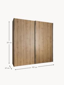 Armario Monaco, 2 puertas correderas, Estructura: material de madera recubi, Barra: metal recubierto, Madera, An 197 x Al 217 cm