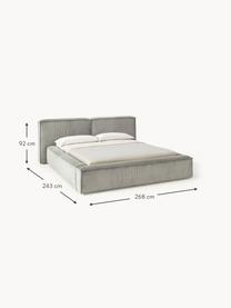 Gestoffeerd bed Lennon van corduroy, Bekleding: corduroy (98% polyester, , Frame: massief grenenhout, multi, Poten: hout, kunststof Dit produ, Corduroy grijs, B 208 x L 243 cm (ligvlak 140 x 200 cm)