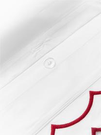 Federa in cotone percalle con cucitura in rilievo ondulata Atina, Bianco, rosso, Larg. 50 x Lung. 80 cm