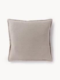 Housse de coussin pur lin beige Lanya, 100 % pur lin, Beige, larg. 40 x long. 40 cm