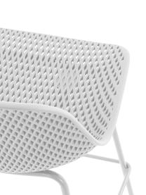 Metall-Barstuhl Quinby in Weiß, Gestell: Metall, lackiert, Sitzfläche: Kunststoff, lackiert, Weiß, B 48 x H 107 cm