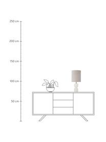 Fluwelen tafellamp Indee, Lampenkap: katoenfluweel, Lampvoet: albast, Wit, Ø 24 x H 55 cm