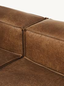 Modulares XL-Ecksofa Lennon aus recyceltem Leder, Bezug: Recyceltes Leder (70 % Le, Gestell: Massives Holz, Sperrholz, Füße: Kunststoff, Leder Braun, B 329 x T 269 cm, Eckteil links