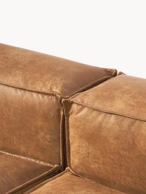 Narożna sofa modułowa XL ze skóry z recyklingu Lennon, Tapicerka: skóra z recyklingu (70% s, Stelaż: lite drewno, sklejka, Nogi: tworzywo sztuczne Ten pro, Brązowa skóra, S 329 x G 269 cm, lewostronna