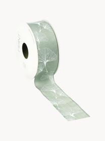 Ruban cadeau Gingko, Polyester, Vert sauge, blanc, larg. 4 x long. 1500 cm