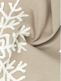 Copricuscino ricamato color taupe Snowflake, 100% cotone, Beige, bianco crema, Larg. 45 x Lung. 45 cm