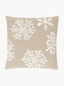 Vyšívaný poťah na vankúš Snowflake, 100 % bavlna, Béžová, krémovobiela, Š 45 x D 45 cm