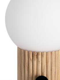 Kleine Dimmbare Nachttischlampe Hubble aus Holz, Lampenschirm: Opalglas, Schalter: Metall, Beige, Weiss, Ø 15 x H 24 cm