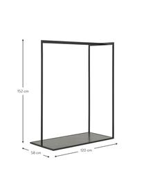 Kledingstang Pacey in marmerlook, Frame: gepoedercoat metaal, Plank: MDF, melamine bekleed, Zwart, gemarmerd, B 120 x H 152 cm