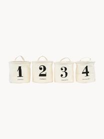 Set 4 cestini 1-2-3-4, Cotone, poliestere, rayon, Bianco latteo, nero, Ø 20 x Alt. 20 cm