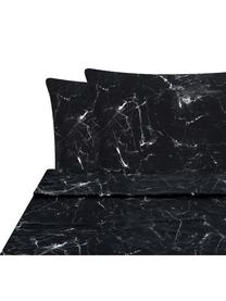 Set lenzuola reversibile effetto marmo Malin, Nero marmorizzato, 240 x 300 cm + 2 federe 50 x 80 cm