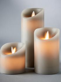 Set de velas LED Glowing Flame, 3 uds., Parafina, plástico, Tonos beige, Set de diferentes tamaños