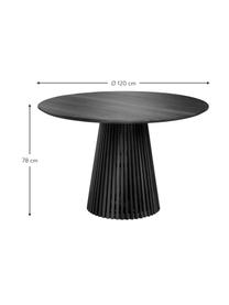 Runder Massivholz Esstisch Jeanette im Skandi Design, Holz, beschichtet, Schwarz, B 120 x H 78 cm