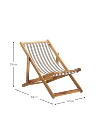 Transat pliable en bois Zoe, Beige, blanc, larg. 59 x prof. 91 cm