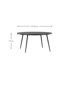 Mesa de comedor para exterior Break, Estructura: aluminio con pintura en p, Tablero: madera, Negro, gris antracita, Ø 150 x Al 74 cm