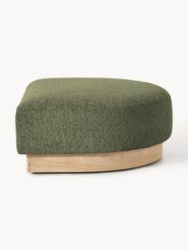 Pouf en peluche-bouclette Natalie, Peluche-bouclette vert foncé, bois de hêtre clair, larg. 91 x haut. 45 cm