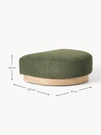 Pouf en peluche-bouclette Natalie, Peluche-bouclette vert foncé, bois de hêtre clair, larg. 91 x haut. 45 cm