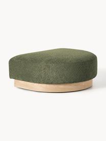 Pouf en peluche-bouclette Natalie, Peluche-bouclette vert foncé, bois de hêtre clair, larg. 91 x haut. 45 cm