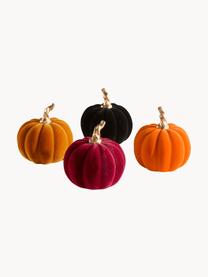 Set de calabazas decorativas Mercy, 4 uds., Tapizado: terciopelo (100% poliéste, Estructura: poliresina, Naranja, rojo, negro, Ø 9 x Al 9 cm