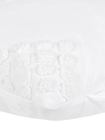 Baumwollperkal-Kopfkissenbezüge Fia mit getufteter Verzierung, 2 Stück, Webart: Perkal Fadendichte 180 TC, Weiß, B 40 x L 80 cm