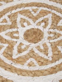 Tapis rond jute Dahlia, 100 % jute, Beige, blanc, Ø 200 cm (taille L)