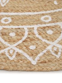 Tapis rond jute Dahlia, 100 % jute, Beige, blanc, Ø 200 cm (taille L)