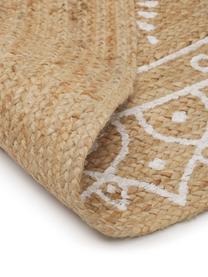 Tapis rond jute Dahlia, 100 % jute, Beige, blanc, Ø 200 cm (taille L)