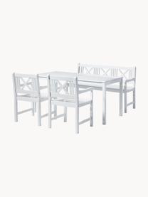 Panca grande da giardino in legno Rosenborg, Legno di mogano laccato, Legno di teak laccato bianco, Larg. 150 x Alt. 89 cm