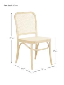 Silla de madera con tejido vienés Franz, Estructura: madera de haya maciza, Madera clara, An 48 x Al 89 cm