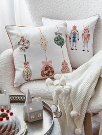 Designer dubbelzijdige kussenhoes Christmas Balls van Candice Gray, 100% katoen, GOTS gecertificeerd, Wit, meerkleurig, met patronen, geruit, B 45 x L 45 cm