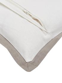 Poszewka na poduszkę z lnu z lamówką Mira, 51% len, 49% bawełna, Biały, S 30 x D 50 cm