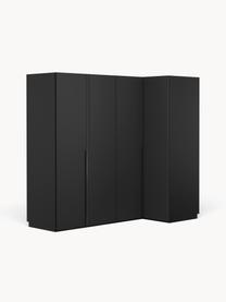 Armario esquinero modular Leon, 4 puertas (215 cm), diferentes variantes, Estructura: tablero aglomerado revest, Negro, Interior Basic (An 215 x Al 200 cm) esquinero