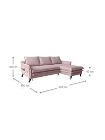 Divano letto angolare in tessuto rosa cipria con contenitore Charming Charlie, Rivestimento: 100% poliestere con sensa, Struttura: legno, truciolato, Rosa cipria, Larg. 228 x Prof. 150 cm