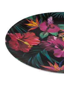 Bamboehouten dinerbord Tropical Flower, 55% bamboevezels, 25% maïszetmeel, 15% melamine, Groentinten, fuchsiakleurig, rood, wit, Ø 25 cm