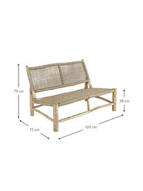 Canapé de jardin lounge 2 places bois de teck Lampok, Beige, larg. 120 x haut. 79 cm