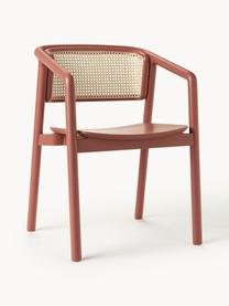 Silla con reposabrazos con tejido vienés Gali, Estructura: madera de fresno maciza c, Asiento: contrachapado de madera d, Terracota, beige, An 56 x F 55 cm