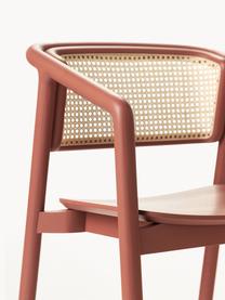 Krzesło z podłokietnikami z plecionką wiedeńską Gali, Stelaż: lite drewno jesionowe lak, Terakota, beżowy, S 56 x G 55 cm