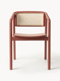 Silla con reposabrazos con tejido vienés Gali, Estructura: madera de fresno maciza c, Asiento: contrachapado de madera d, Terracota, beige, An 56 x F 55 cm